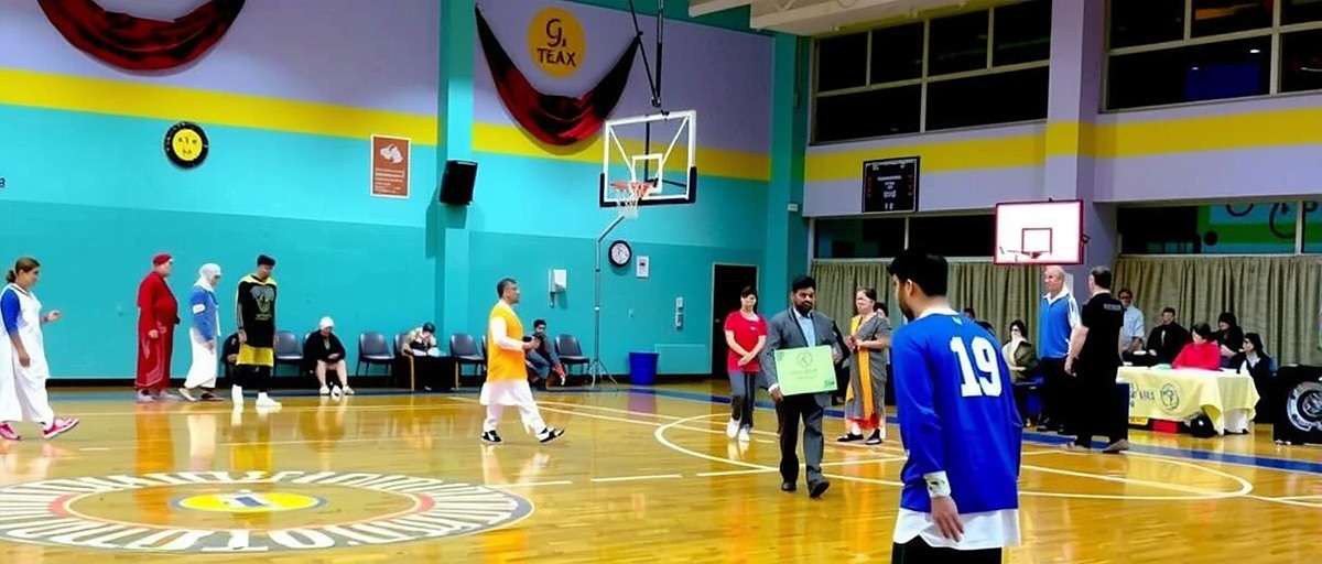Basketball Bonanza Diwali special event showing a court decorated with diyas, rangoli, and players in festive clothing